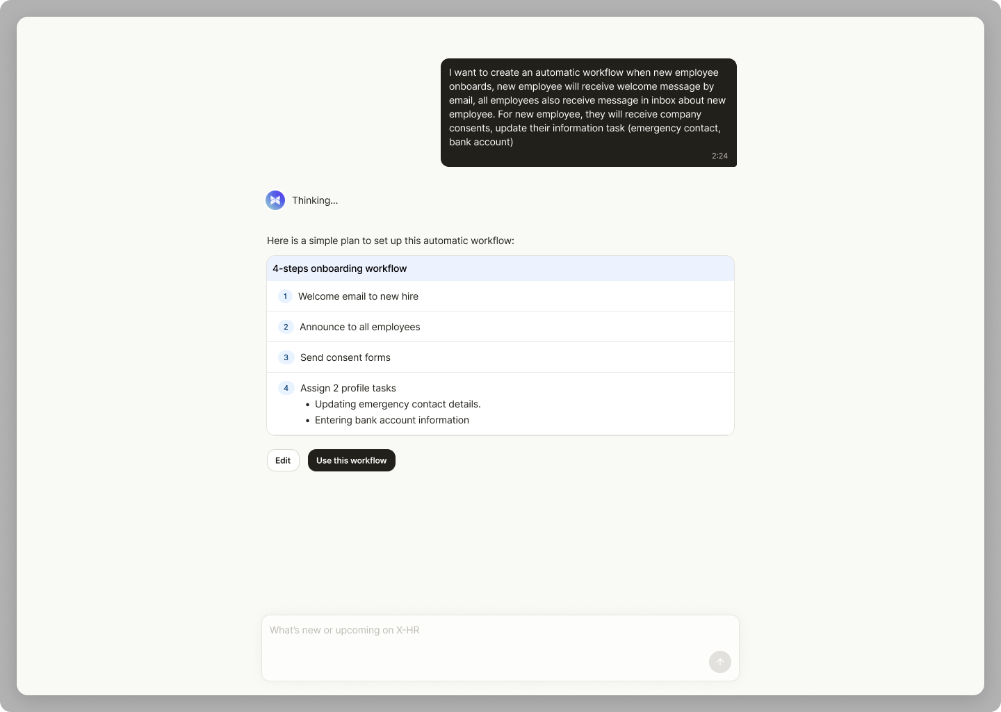 AI generating a draft workflow from a natural-language prompt